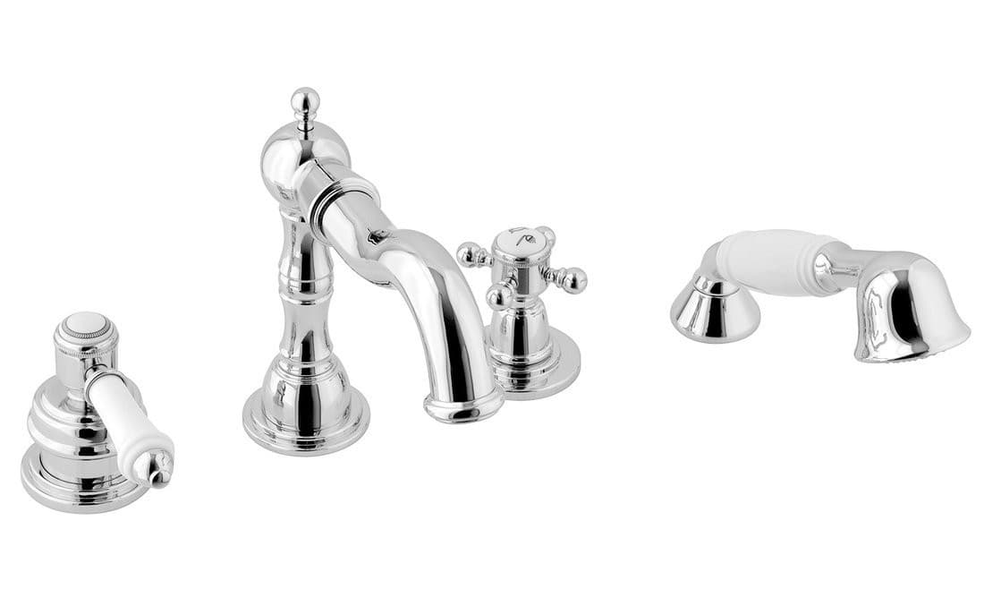 VIENNA bateria na brzeg wanny z wylewką retro,4 - elementowa, chrom