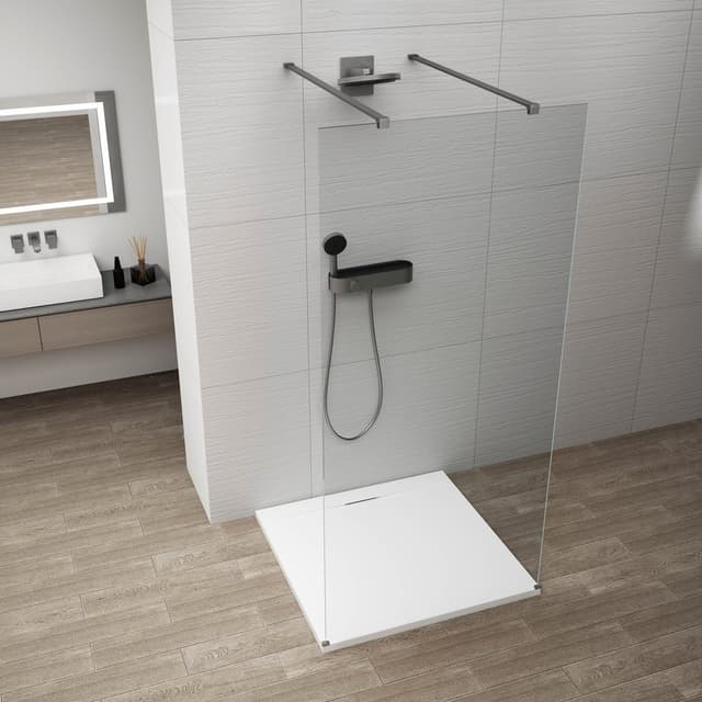 ESCA GUN METAL jednoczęściowa kabina przysznicowa Walk-In, szkło czyste, 1000 mm