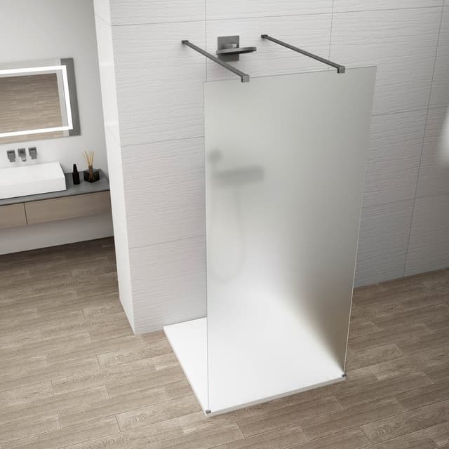 ESCA GUN METAL jednoczęściowa kabina przysznicowa Walk-In, szkło mleczne, 1400 mm