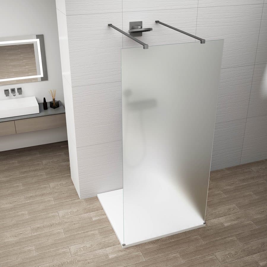 ESCA GUN METAL jednoczęściowa kabina przysznicowa Walk-In, szkło mleczne, 1500 mm