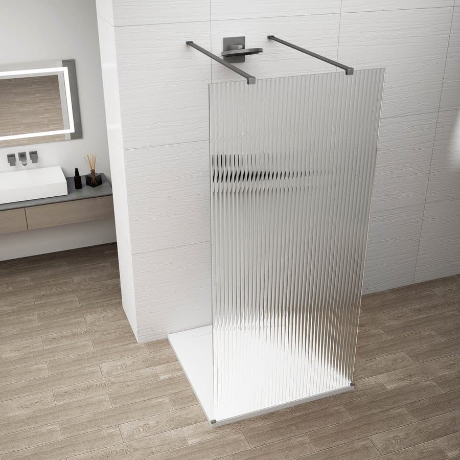 ESCA GUN METAL jednoczęściowa kabina przysznicowa Walk-In, szklo Flute, 1000 mm