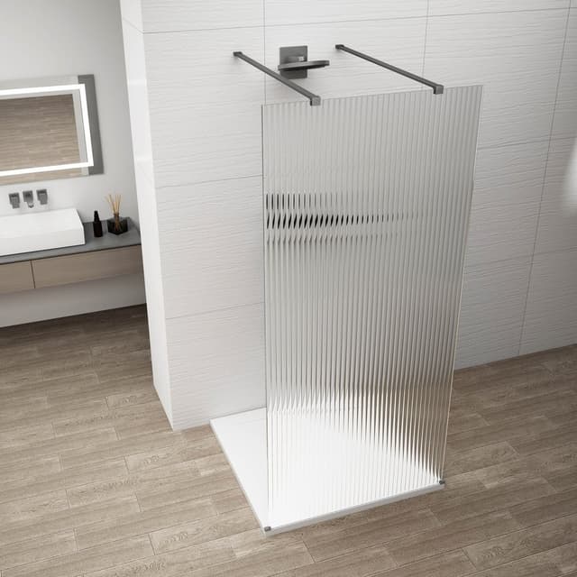 ESCA GUN METAL jednoczęściowa kabina przysznicowa Walk-In, szklo Flute, 1500 mm