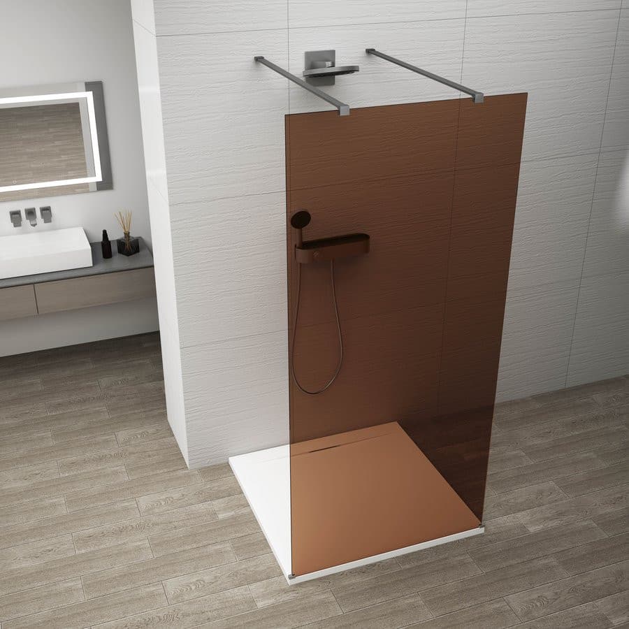 ESCA GUN METAL jednoczęściowa kabina przysznicowa Walk-In, szklo Marron, 1200 mm