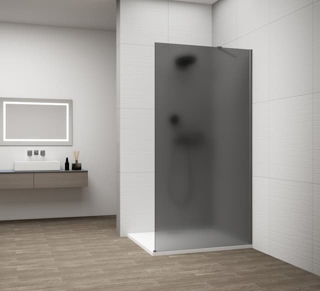 ESCA GUN METAL jednoczęściowa kabina przysznicowa Walk-In, montaż przy ścianie, szkło mat dymione, 800 mm