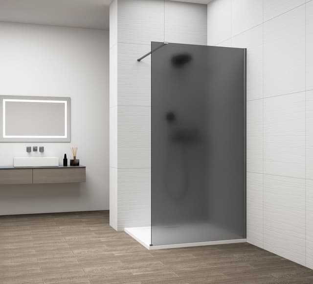ESCA GUN METAL jednoczęściowa kabina przysznicowa Walk-In, montaż przy ścianie, szkło mat dymione, 1300 mm