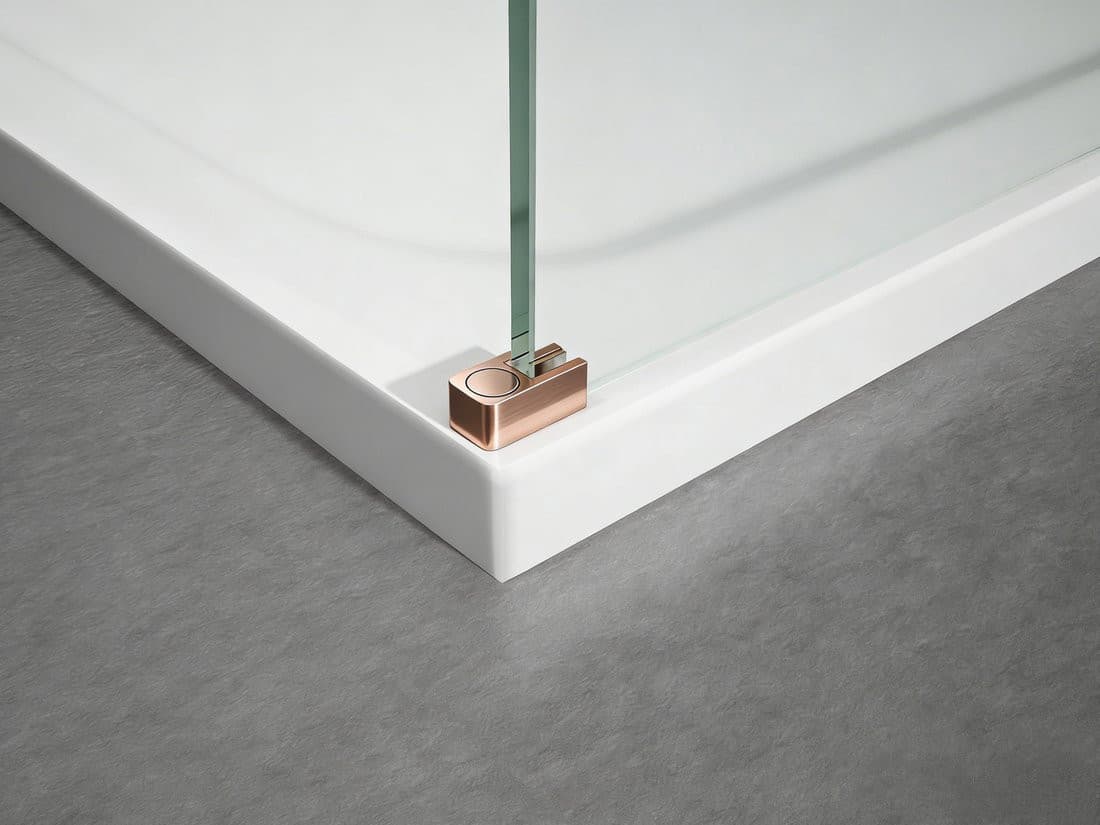 ESCA COPPER MATT jednoczęściowa kabina przysznicowa Walk-In, montaż przy ścianie, szkło czyste, 400 mm