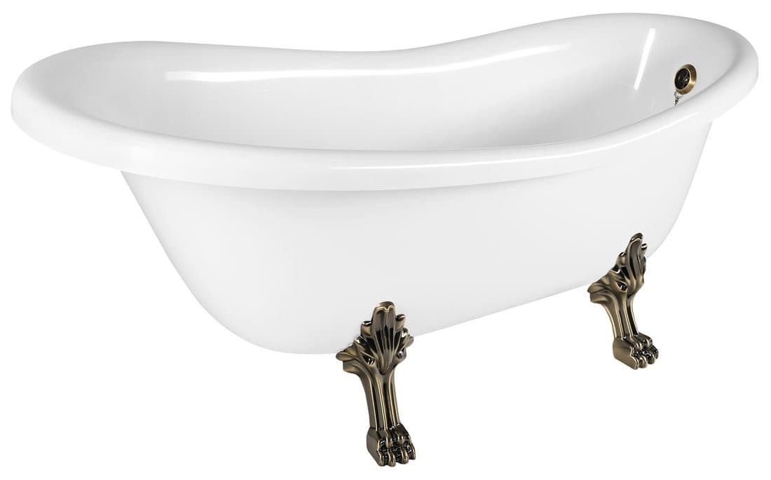 RETRO wolnostojąca wanna 157x76,5x73cm, biała, nogi brąz