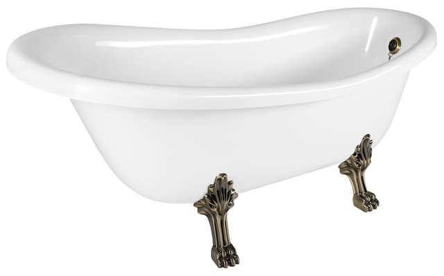 RETRO wolnostojąca wanna 157x76,5x73cm, biała, nogi brąz