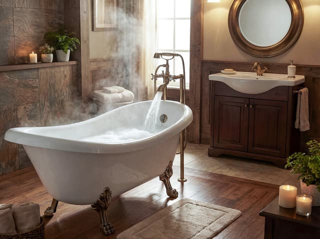 RETRO wolnostojąca wanna 157x76,5x73cm, biała, nogi brąz