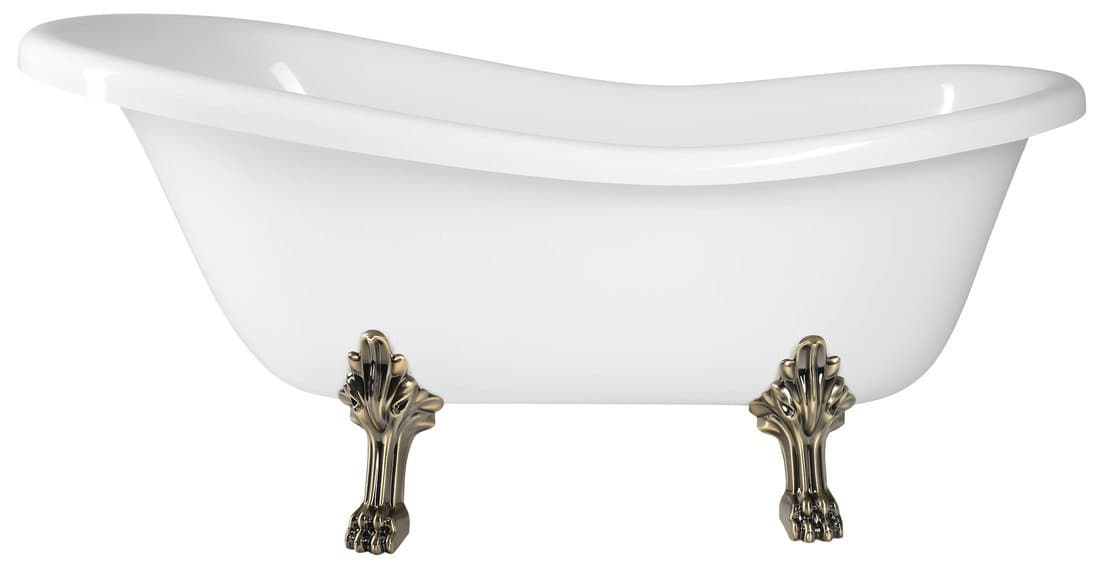 RETRO wolnostojąca wanna 168x76,2x70cm, biała, nogi brąz
