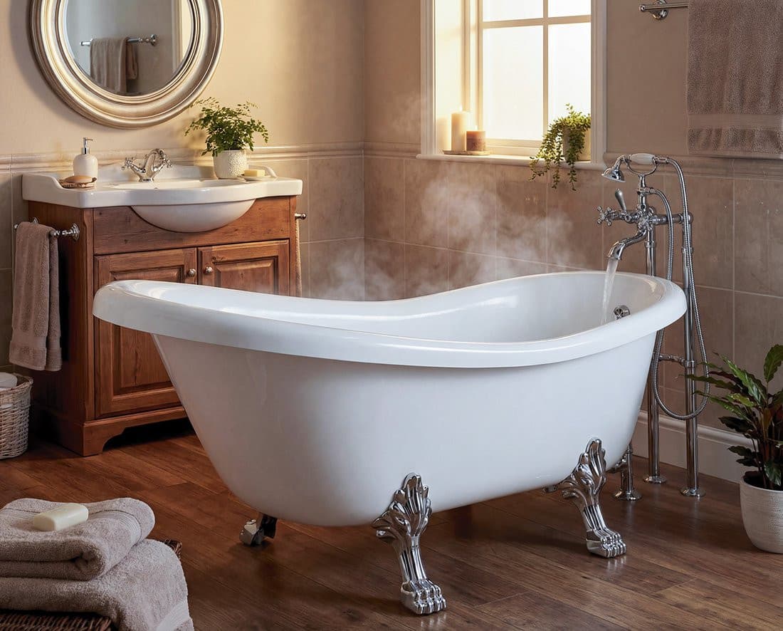 RETRO wolnostojąca wanna 174,5x82x80,5cm, biała, nogi chrom