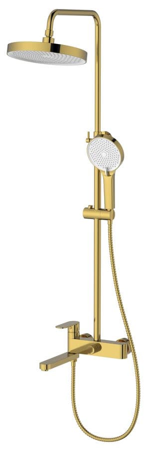 Kolumna prysznicowa z baterią dźwigniową, obrotowym wylewka, złoto mat