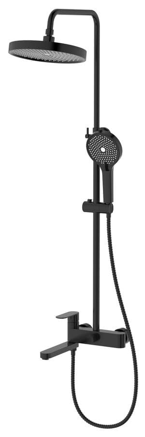 Kolumna prysznicowa z baterią dźwigniową, obrotowym wylewka, czarny mat