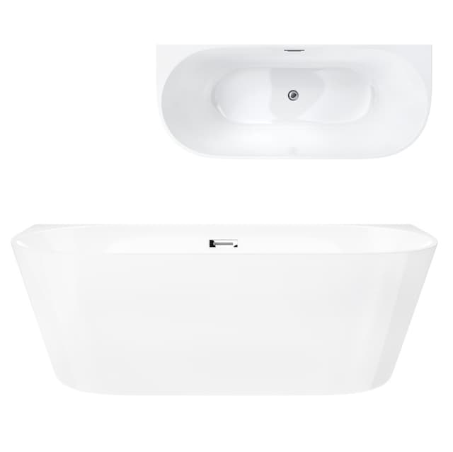 Wanna przyścienna wolnostojąca Corsan MONO 160 x 75 cm Korek klik-klak Chrom