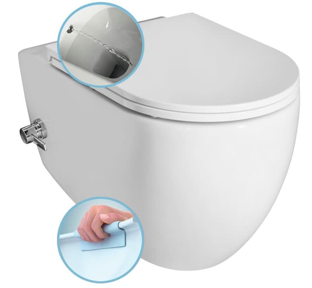 INFINITY CLEANWASH WC wiszące, z dyszą bidetową i zaworem, Rimless, 36,5x53cm, biały