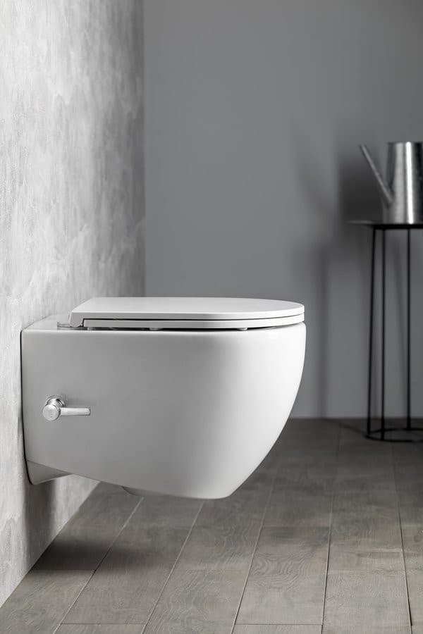 INFINITY CLEANWASH WC wiszące, z dyszą bidetową i zintegrowaną baterią, Rimless, 36,5x53 cm, biały