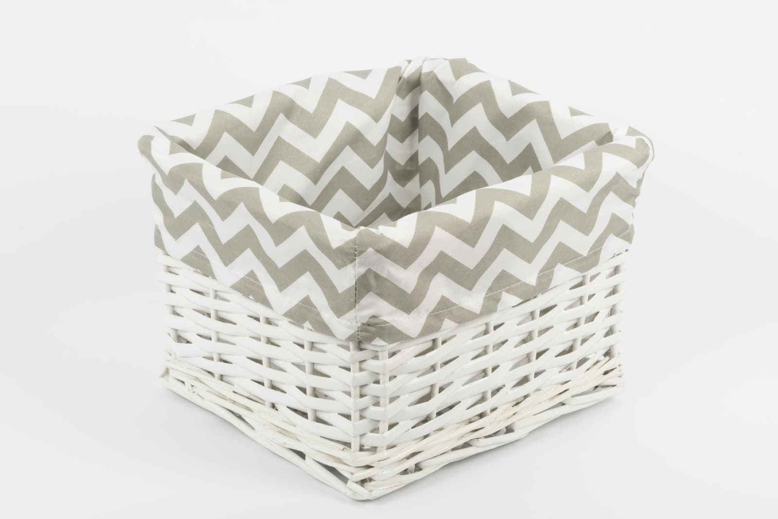 Koszyk wiklinowy Koszoplotka biały z wyściółką 26x23x19h