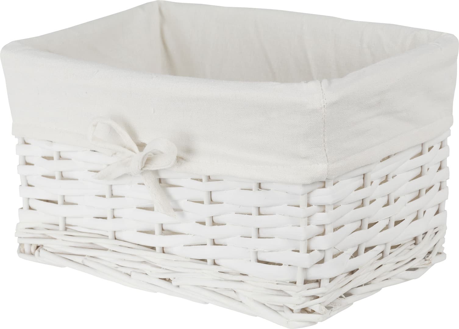 Koszyk wiklinowy Koszoplotka biały z wyściółką z kokardką 30x20x15h + GRATIS