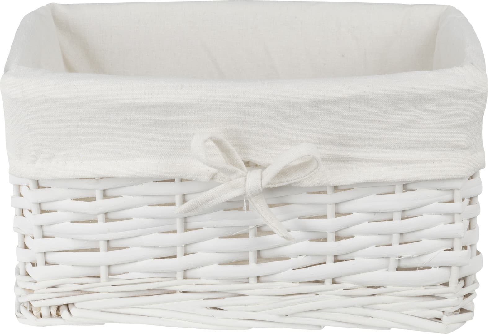 Koszyk wiklinowy Koszoplotka biały z wyściółką z kokardką 30x20x15h + GRATIS