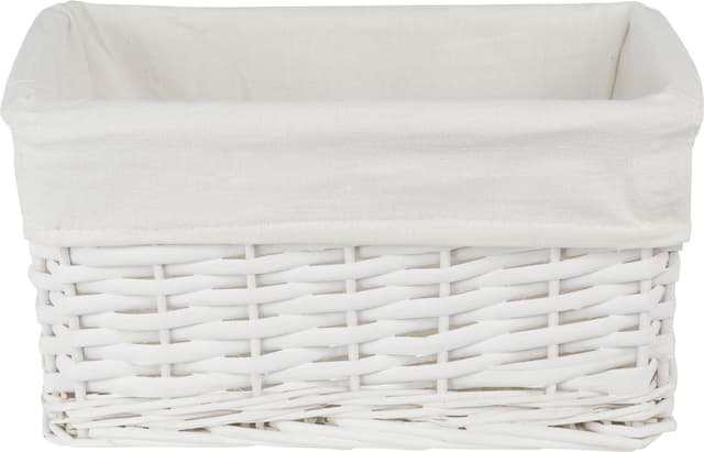Koszyk wiklinowy Koszoplotka biały z wyściółką z kokardką 30x20x15h + GRATIS