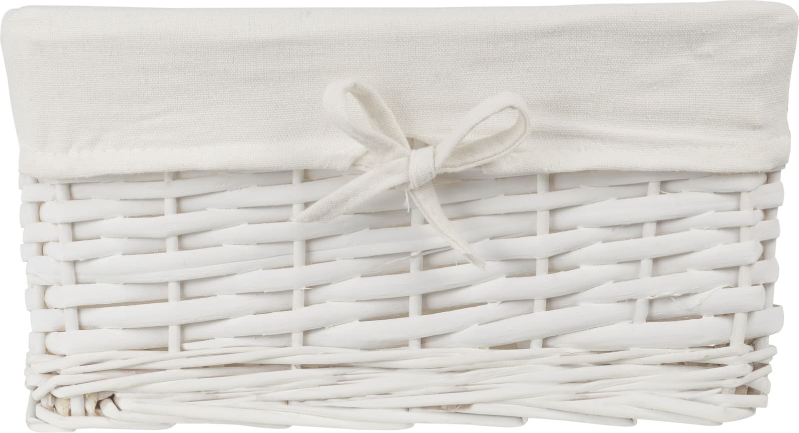 Koszyk wiklinowy Koszoplotka biały z wyściółką z kokardką 30x20x15h + GRATIS