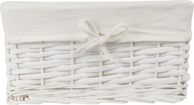 Koszyk wiklinowy Koszoplotka biały z wyściółką z kokardką 30x20x15h + GRATIS