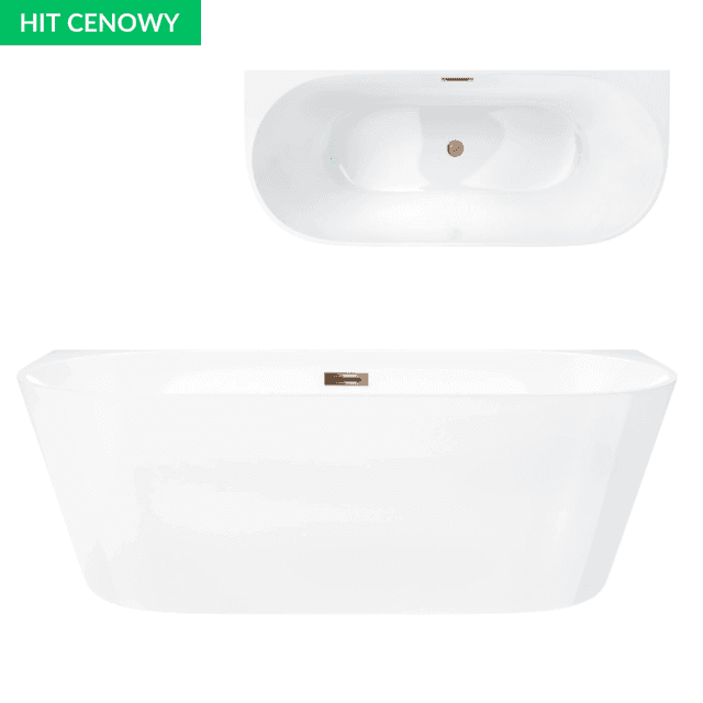 Wanna przyścienna MONO E029XLBRG 170x80 cm Korek klik-klak Miedź Szczotkowana