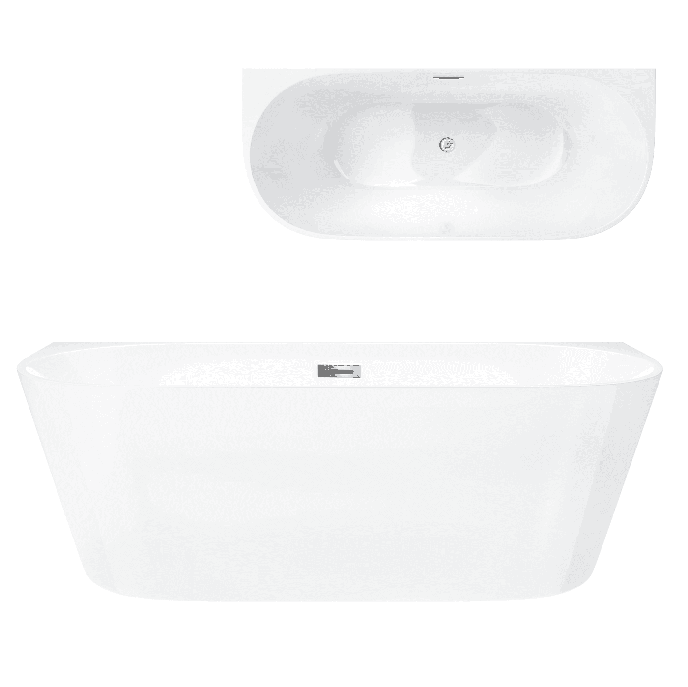 Wanna przyścienna MONO E029XLBSL 170x80 cm Korek klik-klak Stal Szczotkowana