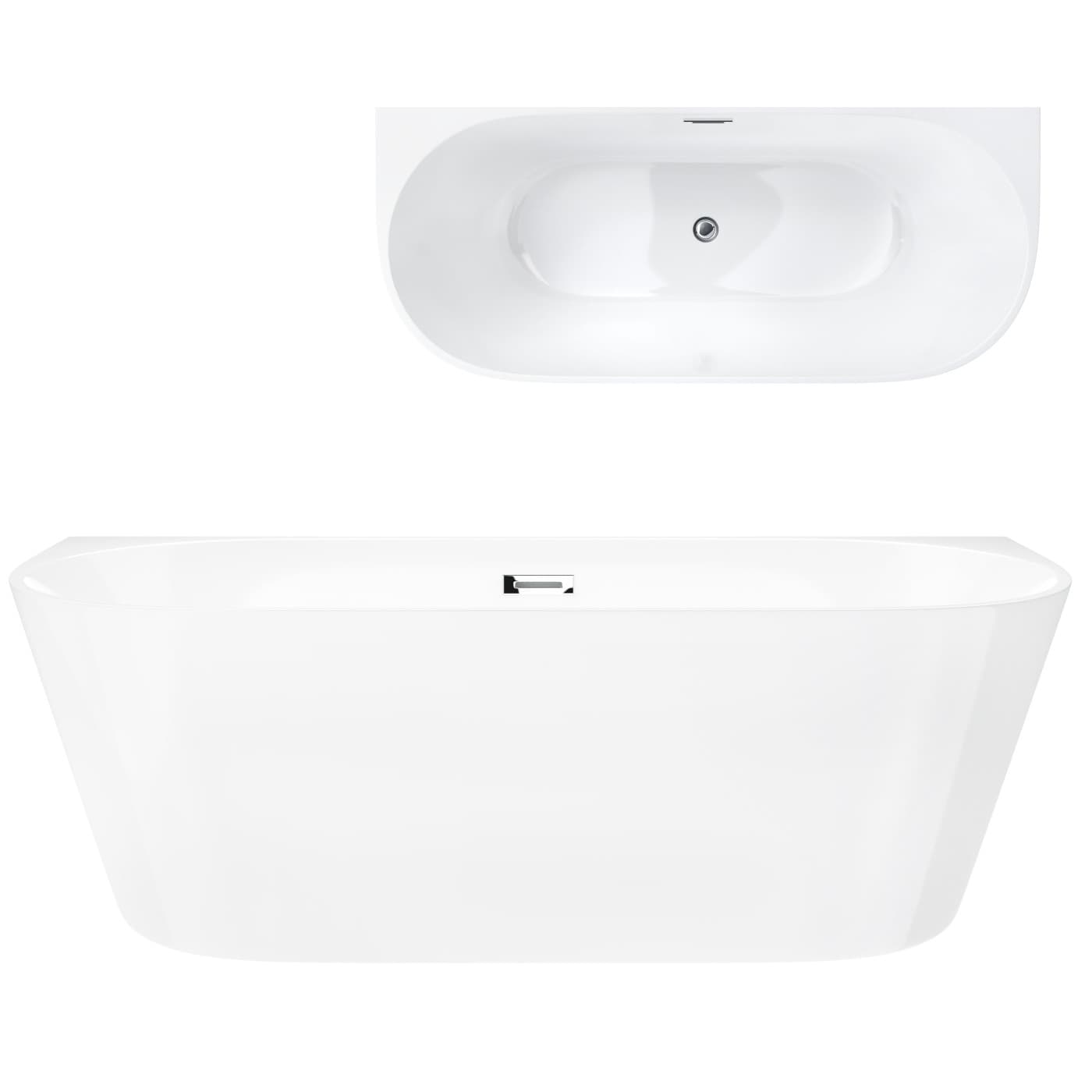 Wanna przyścienna MONO E029XLCH 170x80 cm Korek klik-klak Chrom