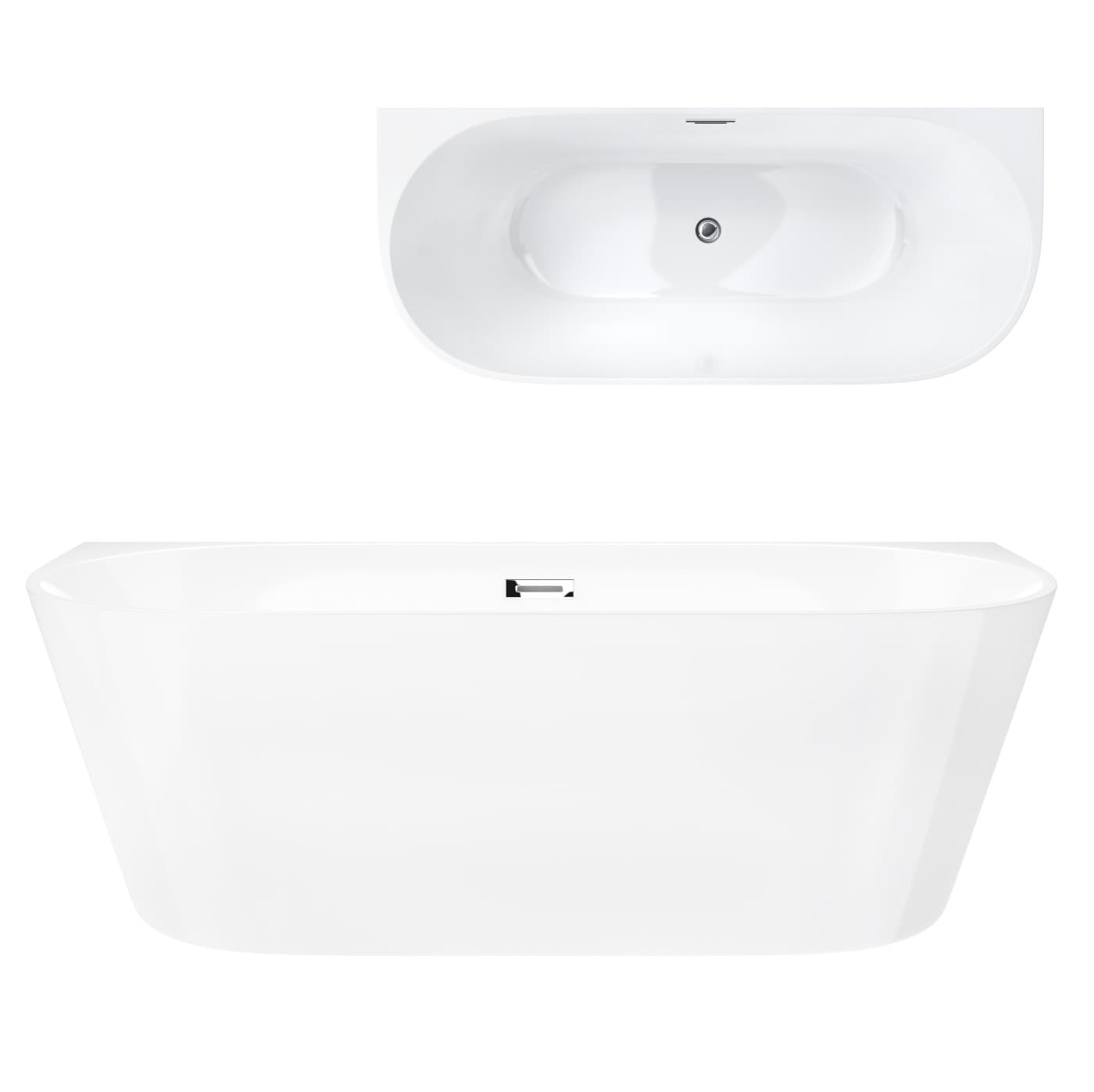 Wanna przyścienna MONO E029MCH 150x74 cm Korek klik-klak Chrom