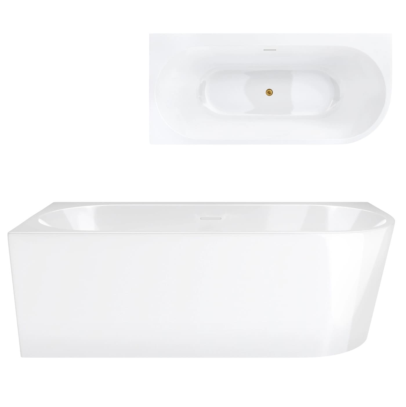 Wanna narożna INTERO V240LLBGL 160 cm Montaż lewostronny Przelew szczelinowy Korek klik klak Złoty szczotkowany