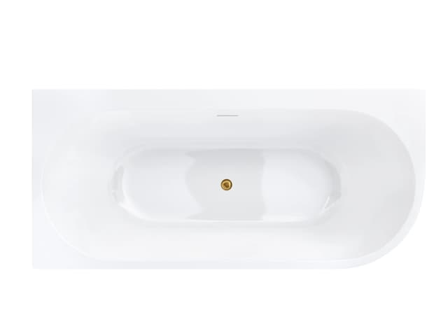 Wanna narożna INTERO V240XLLBGL 170 cm Montaż lewostronny Przelew szczelinowy Korek klik klak Złoty szczotkowany