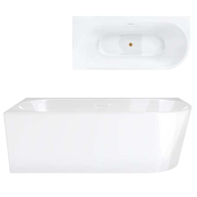 Wanna narożna INTERO V240XLLGL 170 cm Montaż lewostronny Przelew szczelinowy Korek klik klak Złoty