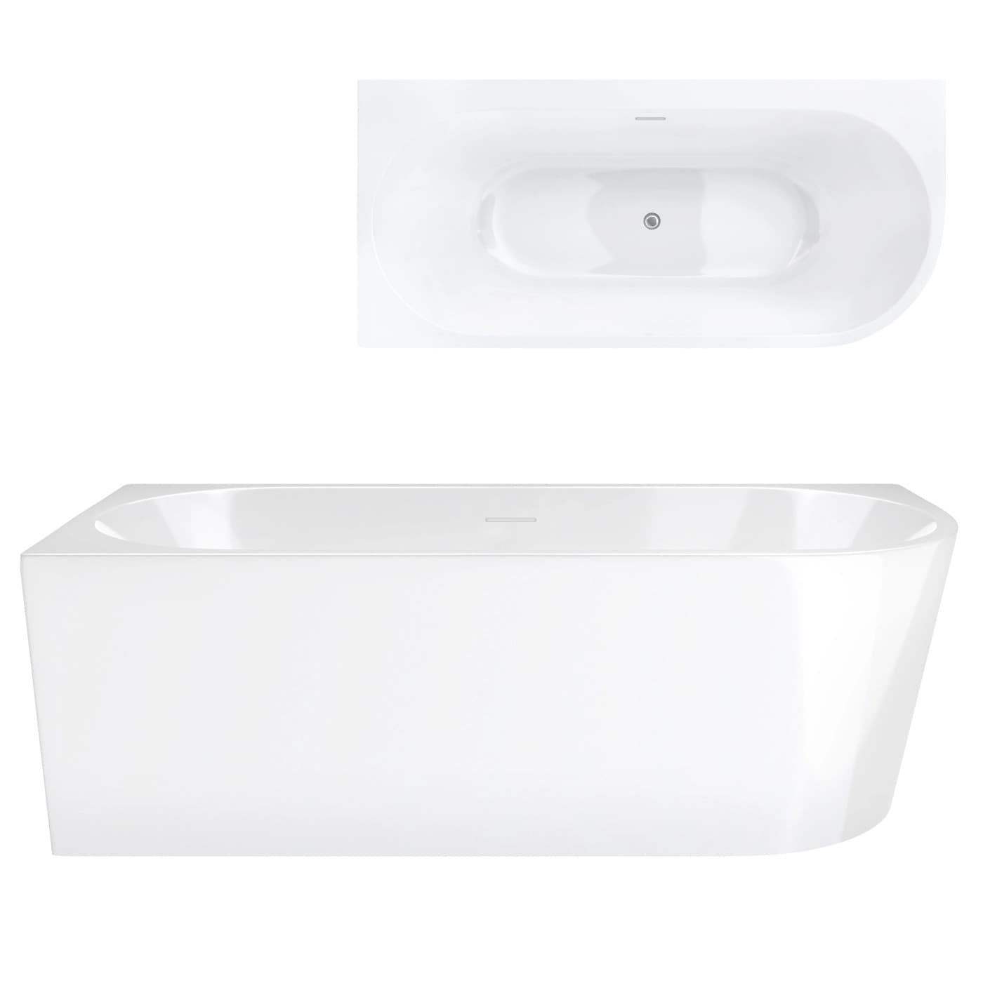 Wanna narożna INTERO V240XLLBSL 170 cm Montaż lewostronny Przelew szczelinowy Korek klik klak Stal szczotkowana