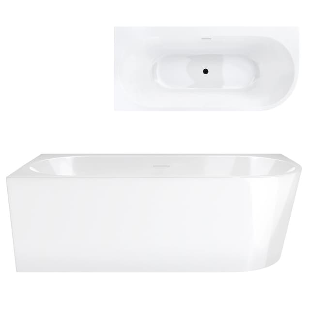 Wanna narożna INTERO V240XLLBL 170 cm Montaż lewostronny Przelew szczelinowy Korek klik klak Czarny