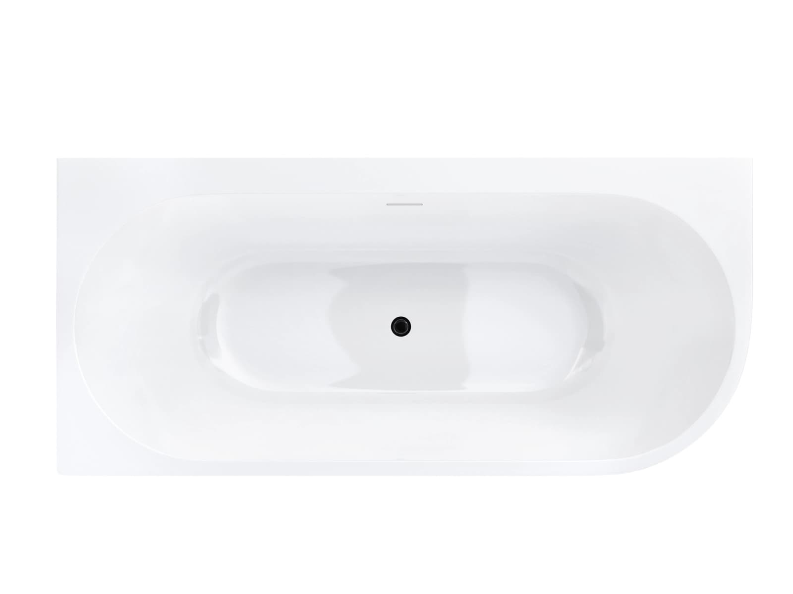 Wanna narożna INTERO V240XLLBL 170 cm Montaż lewostronny Przelew szczelinowy Korek klik klak Czarny