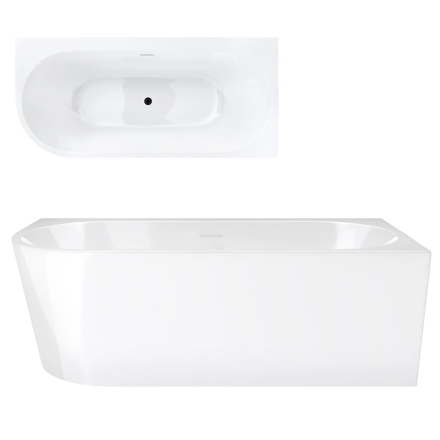 Wanna narożna INTERO V240XLPBL 170 cm Montaż prawostronny Przelew szczelinowy Korek klik klak Czarny