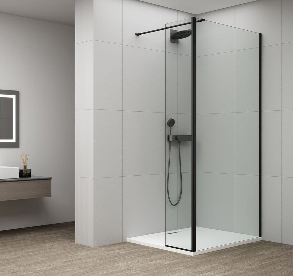 ESCA BLACK MATT kabina przysznicowa, stałe szkło 700 mm, szkło czyste, panel obrotowego 400 mm