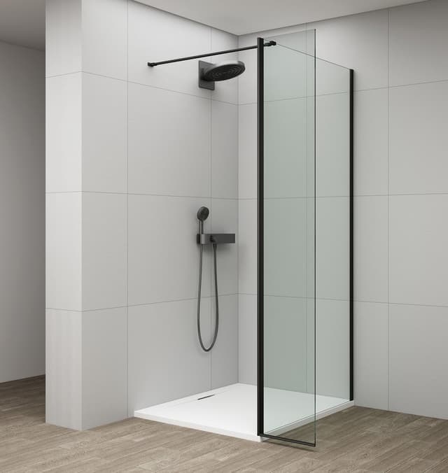 ESCA BLACK MATT kabina przysznicowa, stałe szkło 700 mm, szkło czyste, panel obrotowego 500 mm