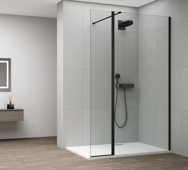 ESCA BLACK MATT kabina przysznicowa, stałe szkło 900 mm, szkło czyste, panel obrotowego 500 mm