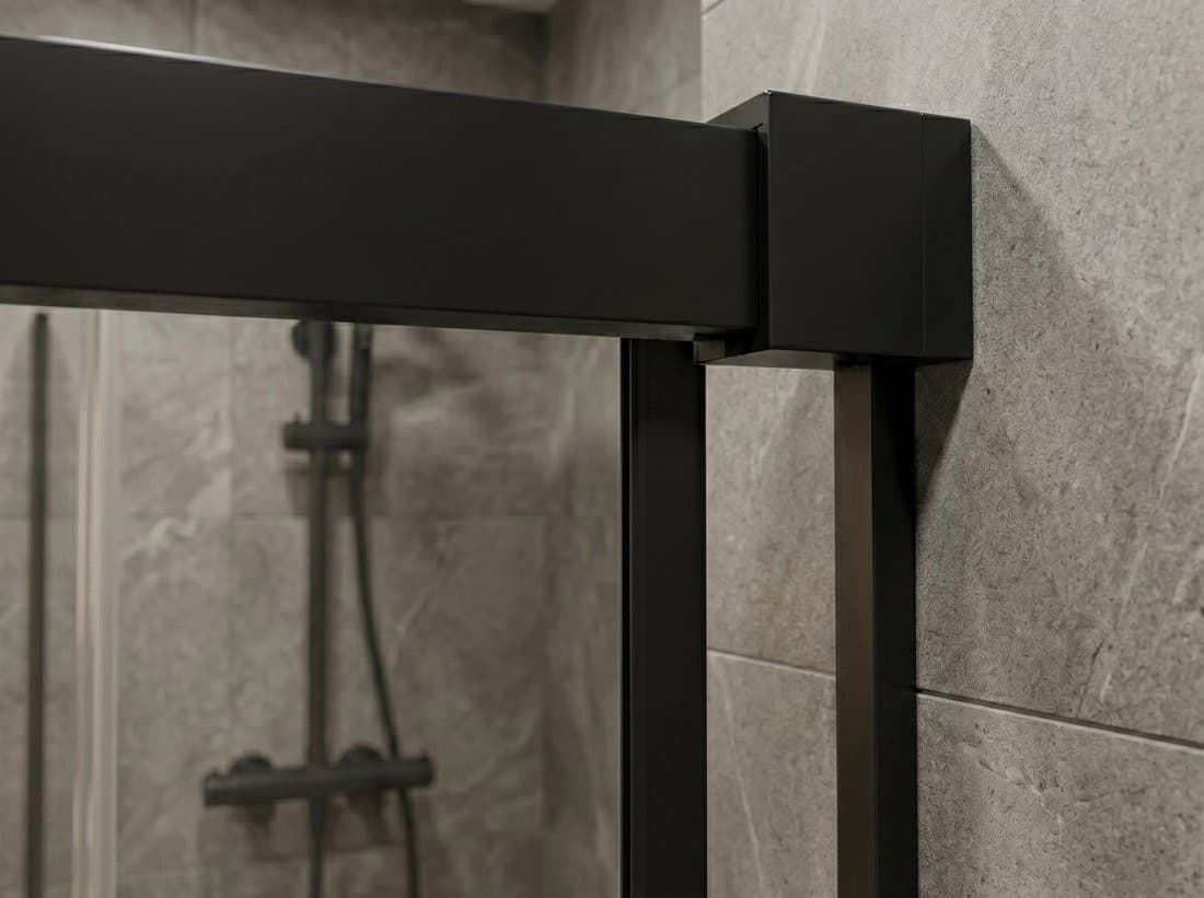 LUXOR BLACK drzwi prysznicowe 1500mm, szkło czyste