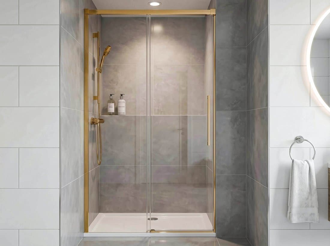 LUXOR GOLD MATT drzwi prysznicowe 1300mm, szkło czyste