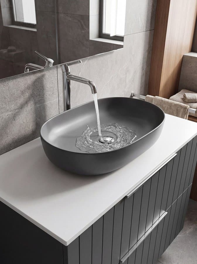 ARDEA ceramiczna umywalka nablatowa, 60,5x41,5cm, carina