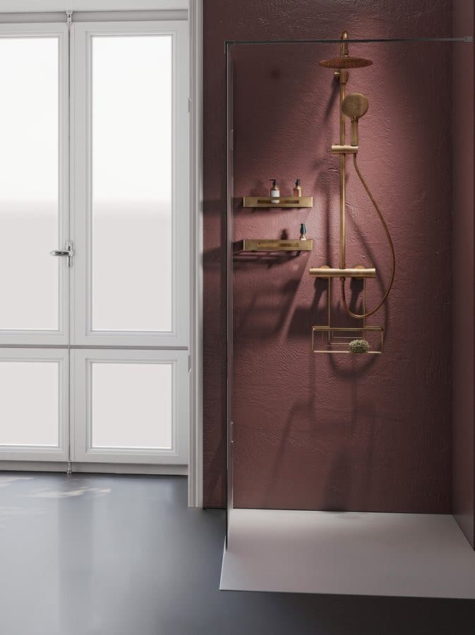 SMART półka do kabiny prysznicowej, zawieszana na baterii, 300x375x120 mm, miedź mat