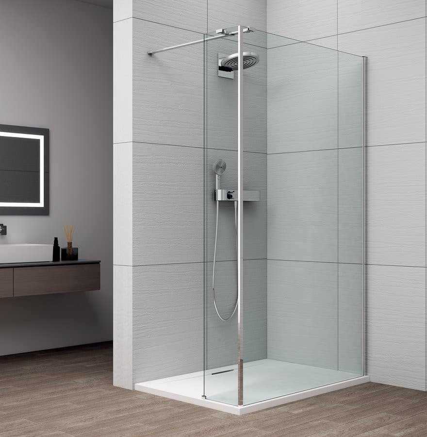 ESCA CHROM kabina prysznicowa Walk-in do montażu do ściany 900mm dodatkowy panel 385mm, szkło czyste