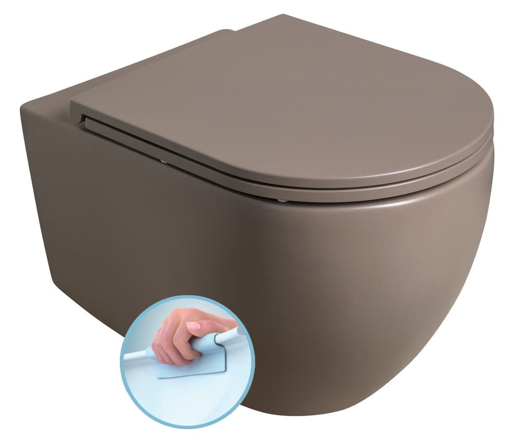 INFINITY miska WC wisząca, Rimless, 36,5x53cm, taupe