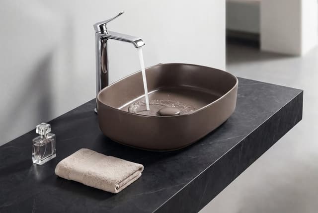 INFINITY OVAL umywalka ceramiczna nablatowa 55x36cm, taupe