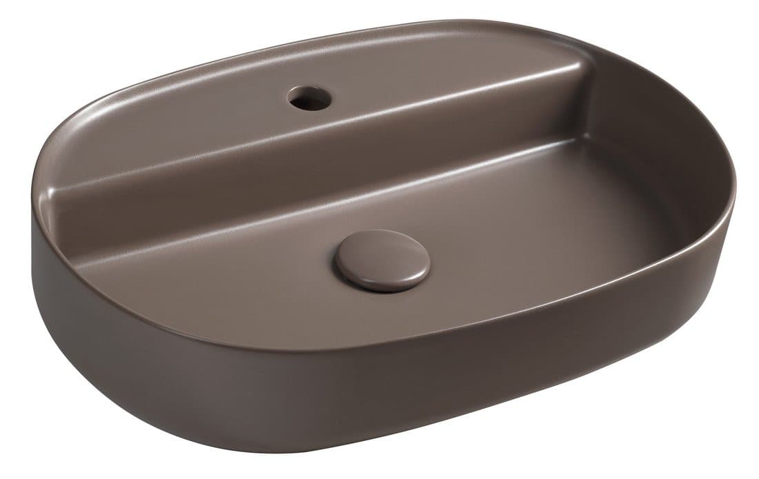 INFINITY OVAL umywalka ceramiczna nablatowa, 60x40cm, taupe