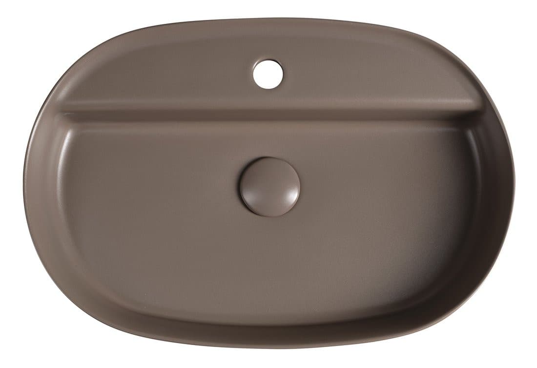 INFINITY OVAL umywalka ceramiczna nablatowa, 60x40cm, taupe