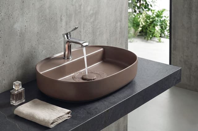INFINITY OVAL umywalka ceramiczna nablatowa, 60x40cm, taupe